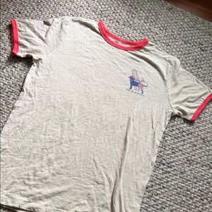NWOT The Black Dog Cream Ringer Tee with Red Trim and Graphic